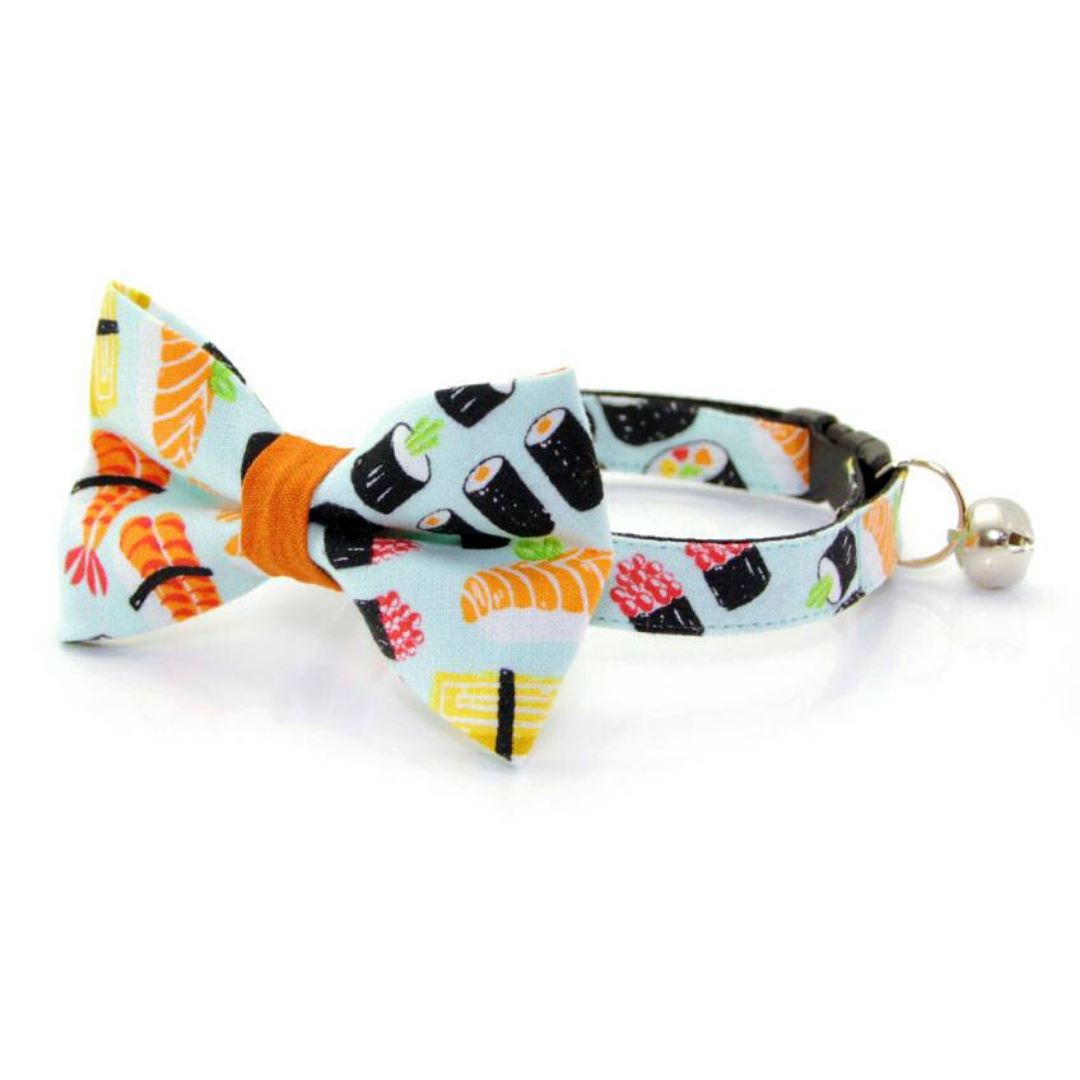 Cat Collar and Bow Tie Set - Sushi Date